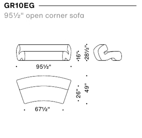 Gruuve Sofa by Moroso, size drawing 1