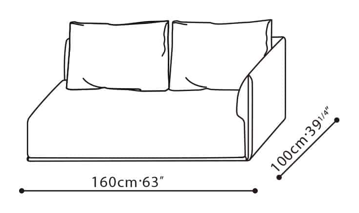 Elan-40 Sofa by Camerich, size drawing: C01B0206