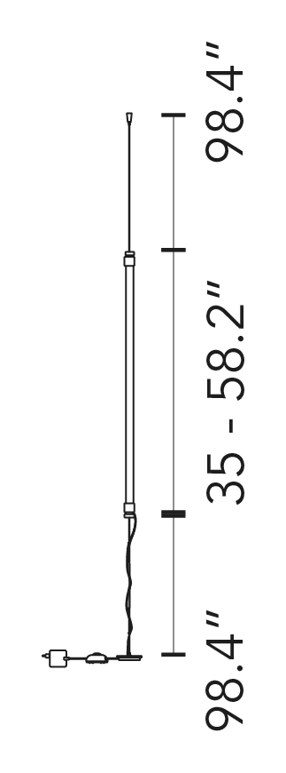 Oort Floor Lamp by Fontana Arte, size drawing