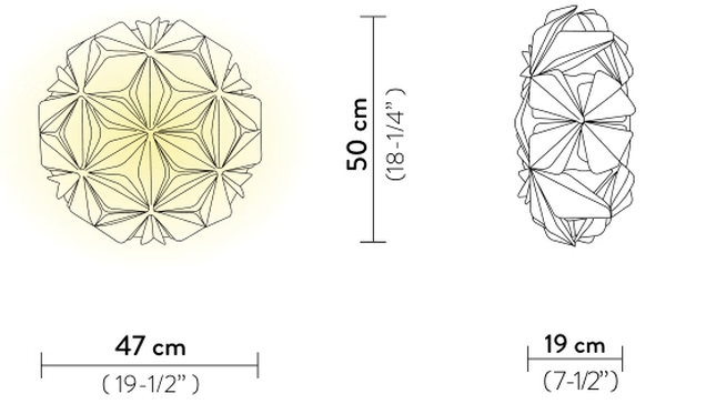 La Vie Ceiling/Wall Lamp by Slamp, size drawing: La Vie Ceiling/Wall Medium