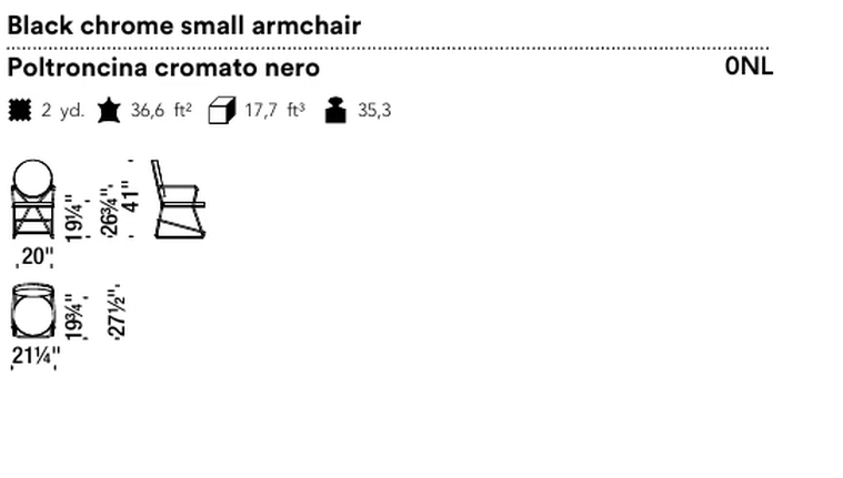 Double Zero Chair by Moroso, size drawing