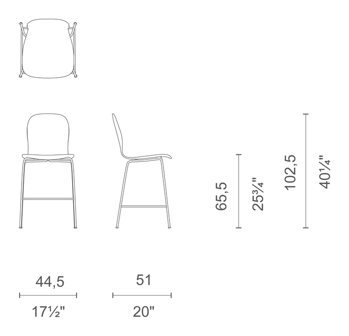 Tate Soft Stool by Cappellini, size drawing: TS_11
