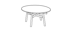 Isamu Outdoor Dining Table by Ditre Italia, size drawing: Table diam. 140 top in HPL