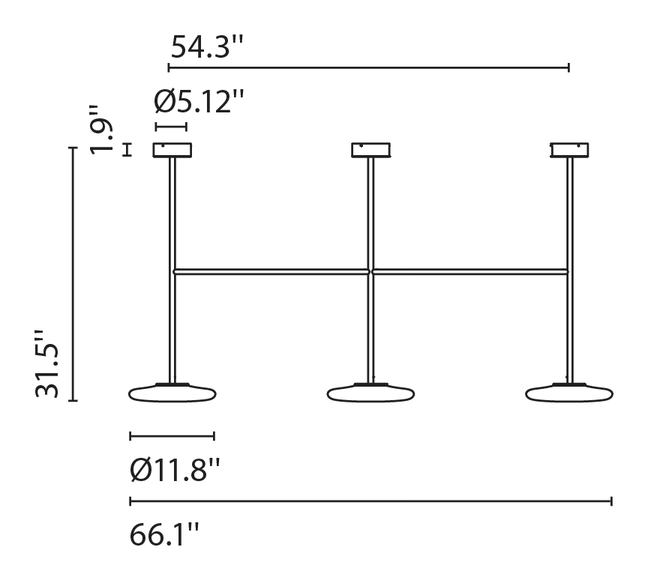 Ihana Ceiling Lamp by Marset, size drawing: Ihana x3 80