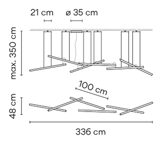 Halo Lighting Collection by Vibia, size drawing: Model 2342