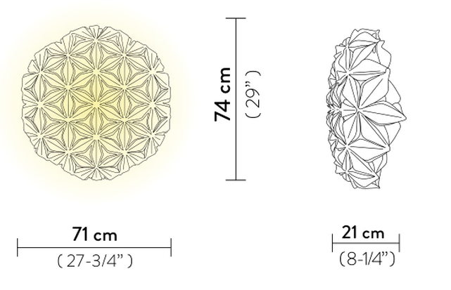 C'est La Vie Ceiling/Wall Lamp by Slamp, size drawing: C'est La Vie Ceiling/Wall Large