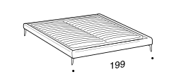 Otello Bed by Ditre Italia, size drawing: CLOUD bed base for 180x200 cm mattress