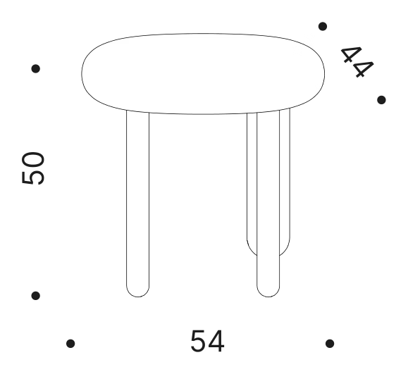 Tottori Small Table 54 by Driade, size drawing