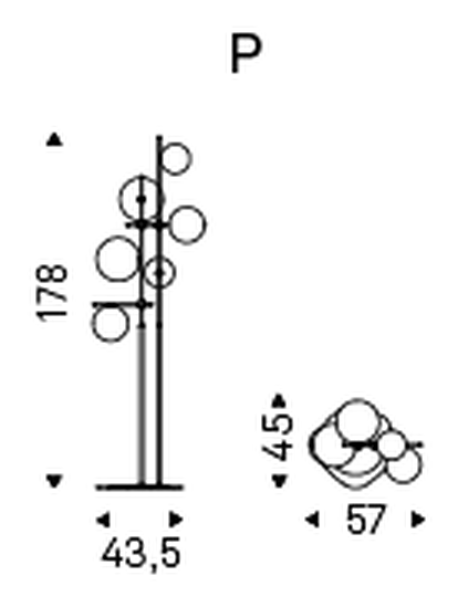 Bloom Chandelier by Cattelan Italia, size drawing 6