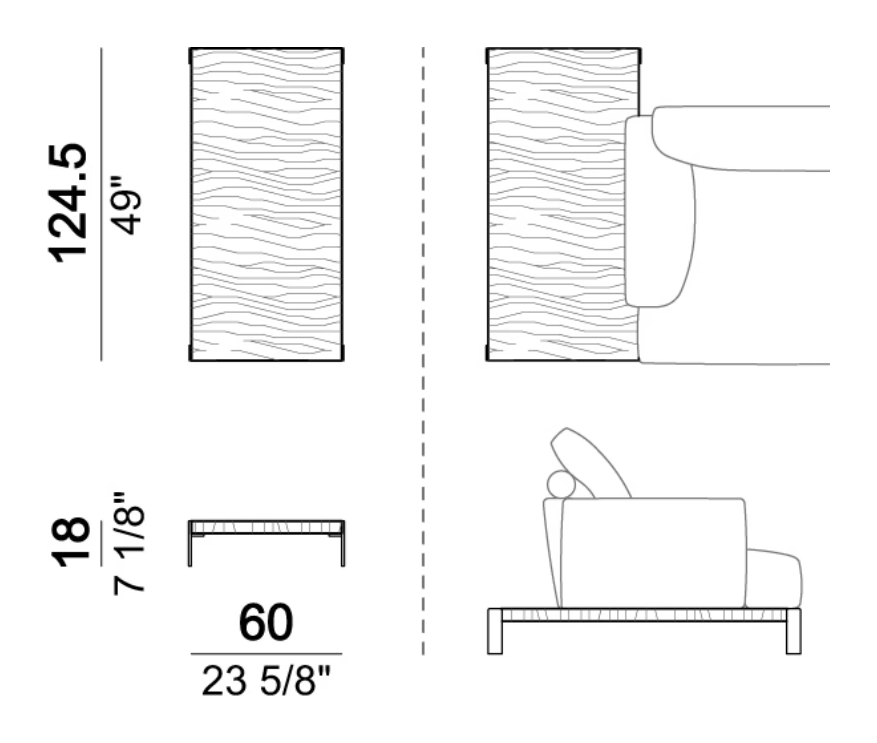 That's Life Coffee Table by Arketipo, size drawing: Side table