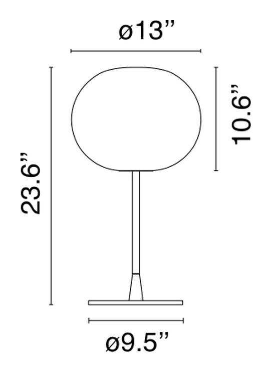Glo-Ball Table Lamp by Flos, size drawing: Glo-Ball Table 1