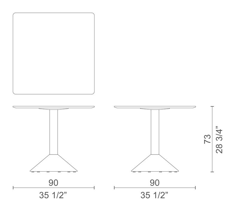 Lud'o Tech Side Table by Cappellini, size drawing: LUT5