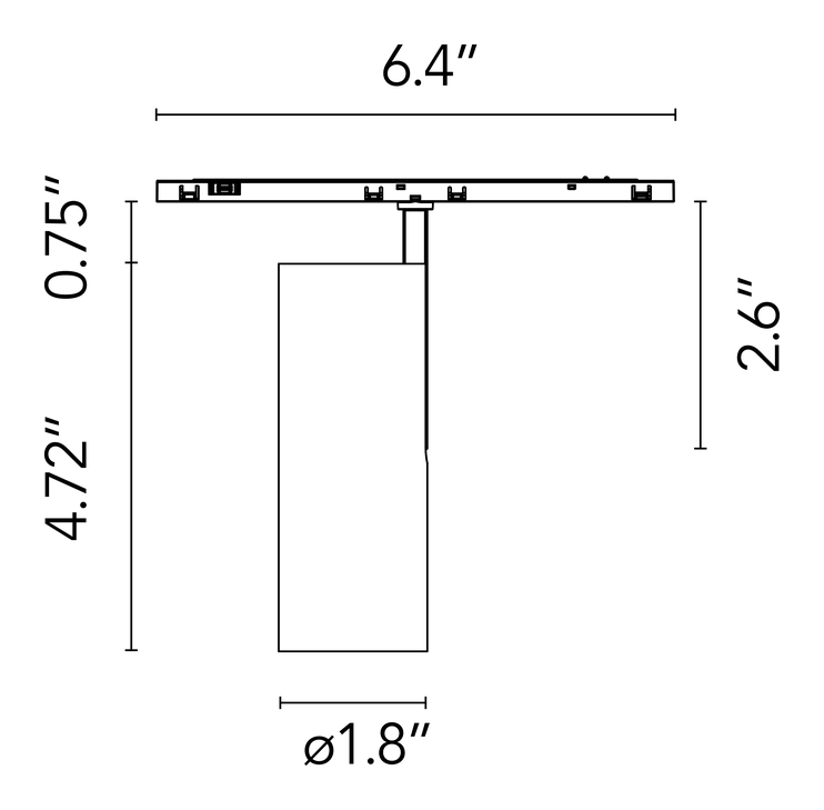 Find Me 2 Spotlight, Zero Track Pro by Flos, size drawing 1