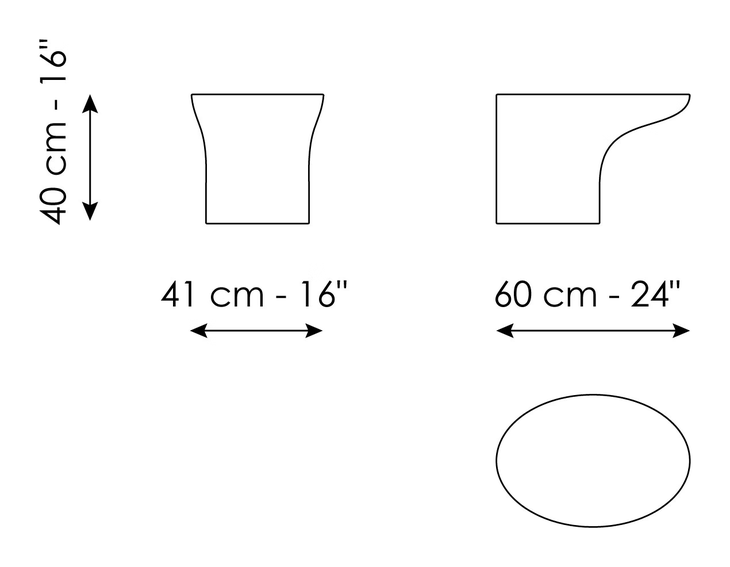 Sloan Coffee Table by Bonaldo, size drawing