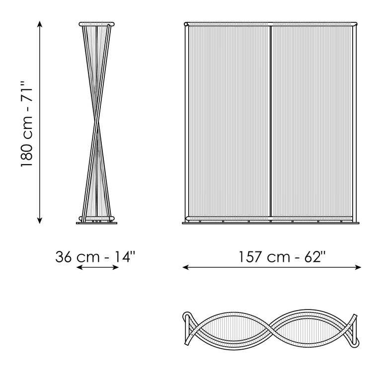Wave Room Divider by Bonaldo, size drawing