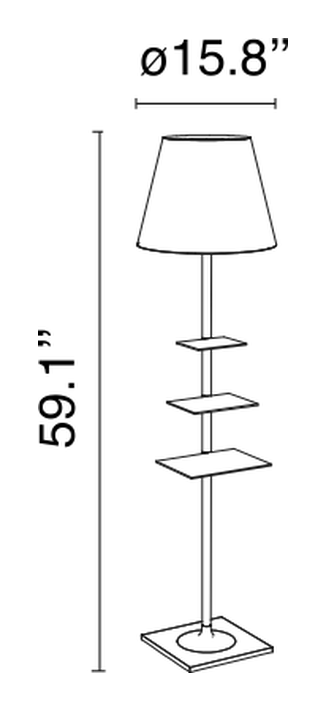Bibliotheque Nationale Floor Lamp by Flos, size drawing