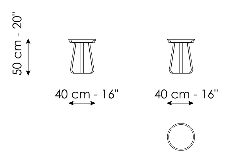 Frinfri Coffee Table by Bonaldo, size drawing: Frinfri high · Frinfri Wood high