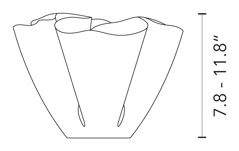 Cartoccio Vase by Fontana Arte, size drawing