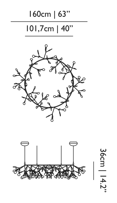 Heracleum III The Big O Pendant Lamp by Moooi, size drawing: Small
