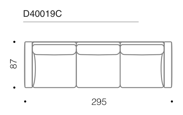 Fenix Sofa by Driade, size drawing: D40019C