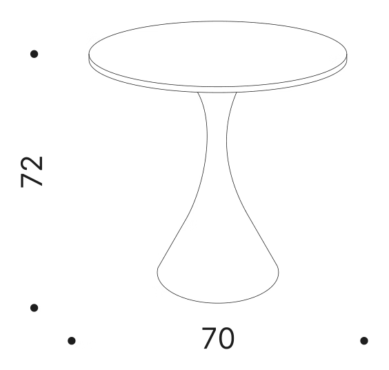 Kissi Kissi Dining Table by Driade, size drawing