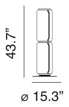 Noctambule Floor Lamp by Flos, size drawing: Noctambule Floor 2 High Cylinder Small Base