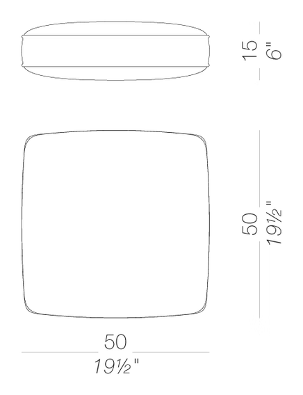 Oort Square Cushion, Outdoor 19.5 in by LaPalma, size drawing