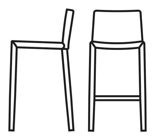 Boheme Stool by Connubia, size drawing