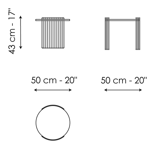 Harpe Coffee Table by Bonaldo, size drawing: Harpe Ø50 x H43