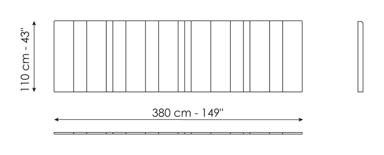 Nubo Double Bed by Bonaldo, size drawing: Nubo boiserie