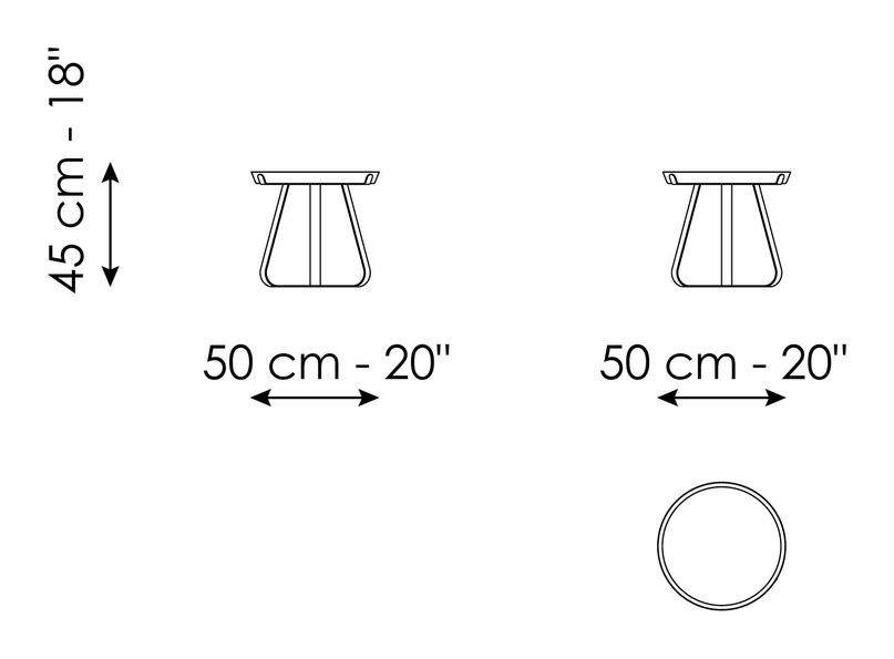 Frinfri Coffee Table by Bonaldo, size drawing: Frinfri medium · Frinfri Wood medium