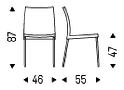Anna Dining Chair by Cattelan Italia, size drawing 1