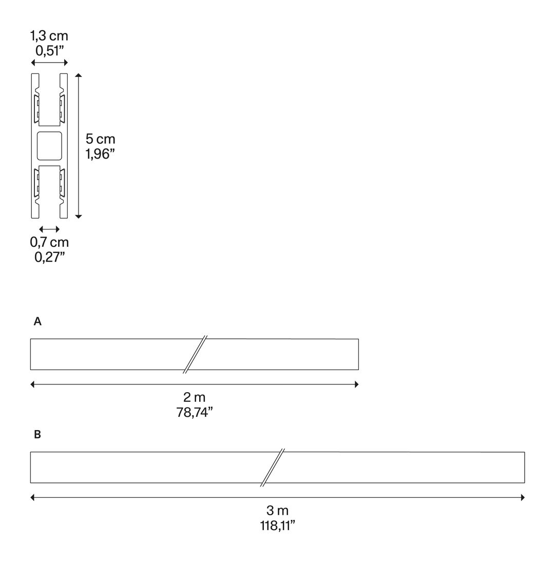 DoubleZero7 Suspended Up&Down Lighting System by Lodes, size drawing: Suspended UP&DOWN Profile