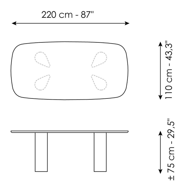 Geometric Dining Table by Bonaldo, size drawing 2