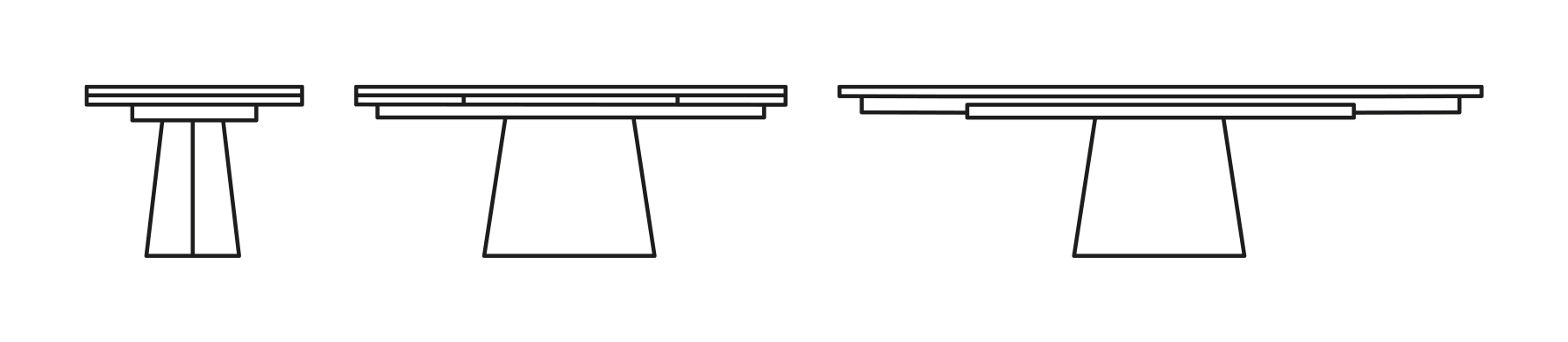 Ellisse Dining Table, Rectangular by Connubia, size drawing