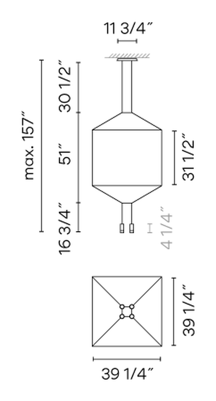 Wireflow Pendant Lamp by Vibia, size drawing: Model 0309