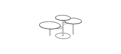 Tris Coffee Table by Ditre Italia, size drawing: Coffee table complete with 3 wooden tops
