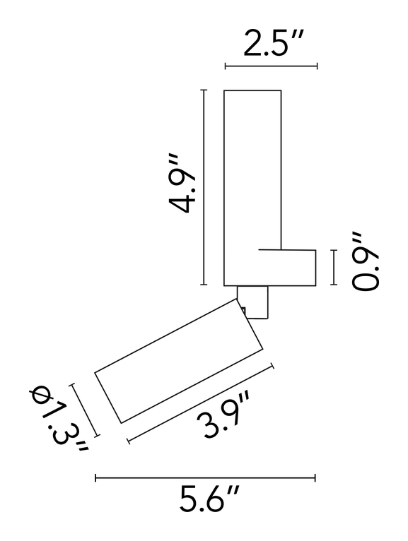 C1 Double Spot Wall Spotlight by Flos, size drawing: C1 Double Spot Wall Small Ø 35