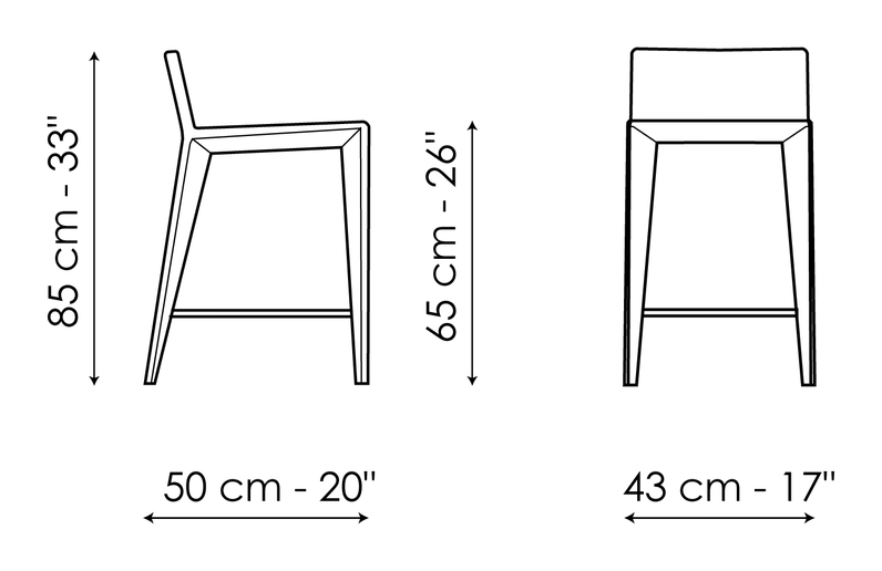 Filly Too Stool by Bonaldo, size drawing: Filly too H 65