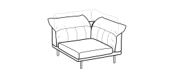 On Line Sofa by Ditre Italia, size drawing: Square corner