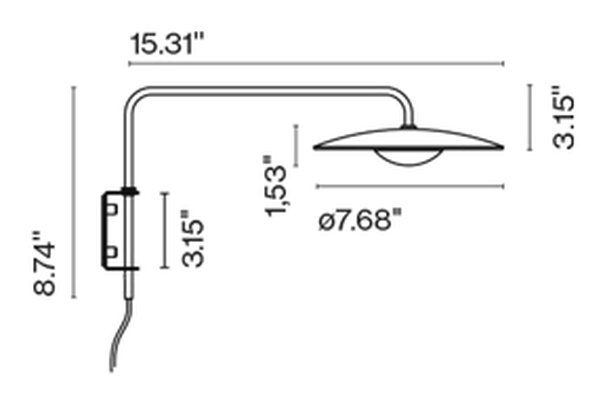 LED-Ginger Wall Lamp A by Marset, size drawing: LED-Ginger 20A