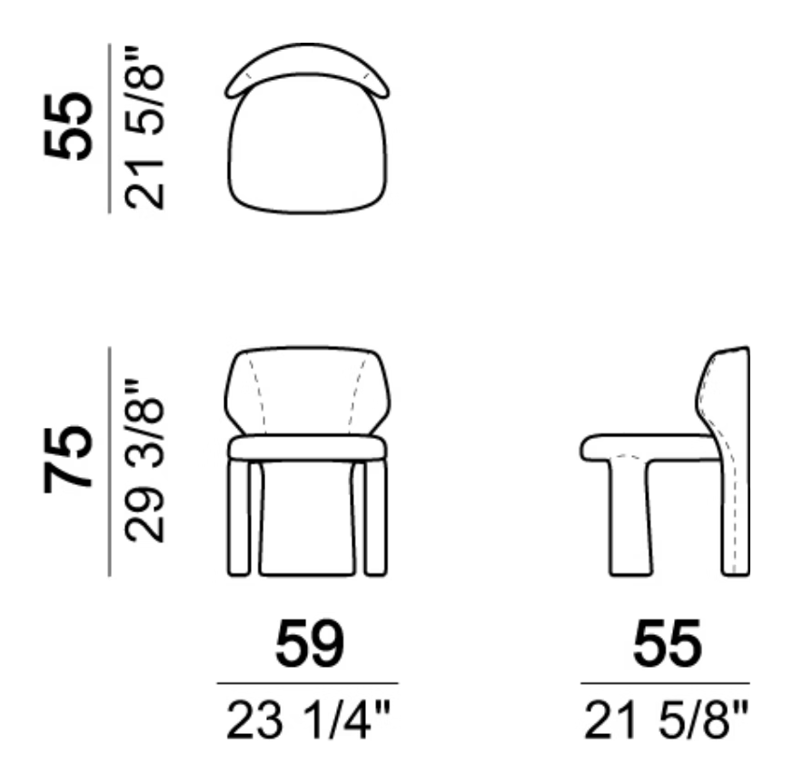 Sienna Side Chair by Arketipo, size drawing