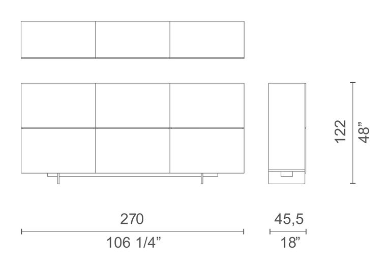 Uni Cabinet by Cappellini, size drawing: UN_8Q