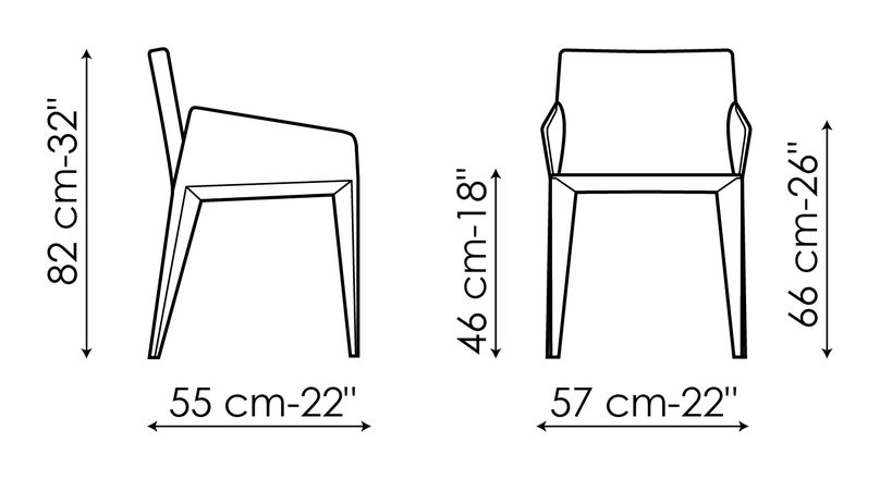 Filly Chair by Bonaldo, size drawing: Miss Filly