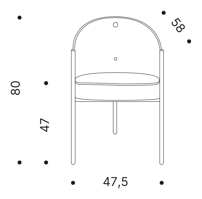 Costes Armchair by Driade, size drawing