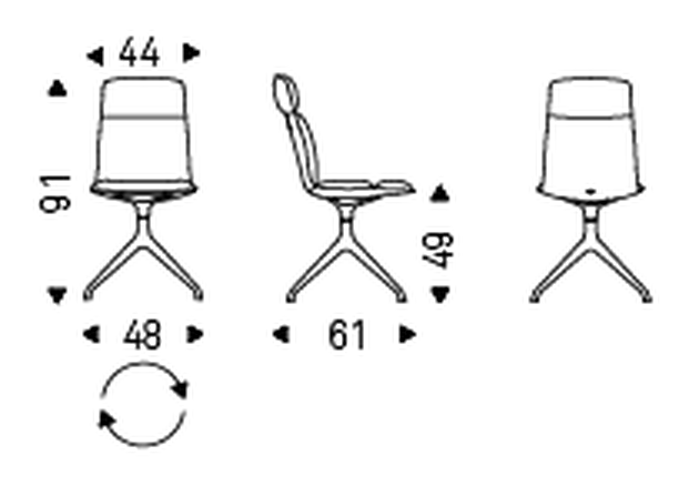 Kelly Swivel Chair by Cattelan Italia, size drawing 1