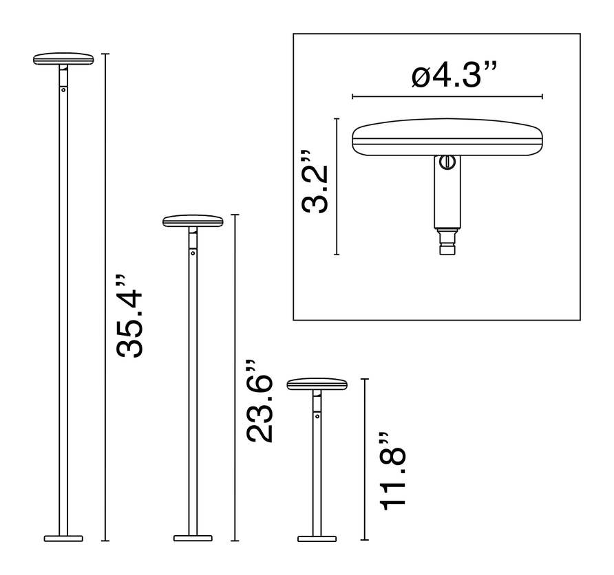 Landlord Soft Light Head by Flos, size drawing 2