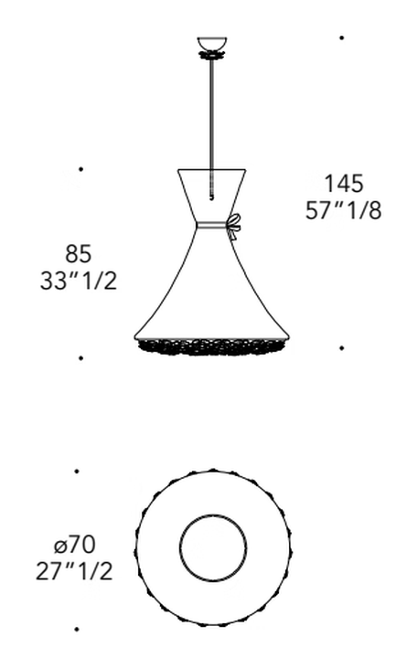 Bouquet Collezione Pendant Lamp by Reflex, size drawing