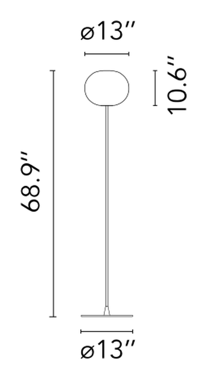 Glo-Ball Floor Lamp by Flos, size drawing: Glo-Ball Floor 2