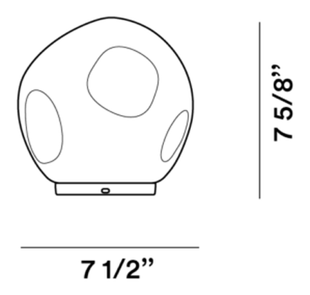 Hoba Table Lamp by Foscarini, size drawing: Hoba Midi